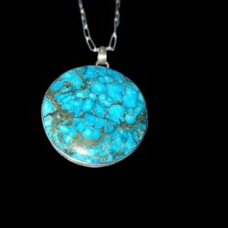 925 Real Turquoise Pendant 