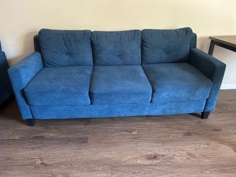Comfortable Blue Fabric 3-Seater Sofa