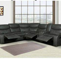 Grey reclining sectional