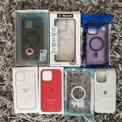 Lot of 5 iPhone 14 Pro Max Cases MagSafe Magnetic Clear Red Grey Purple