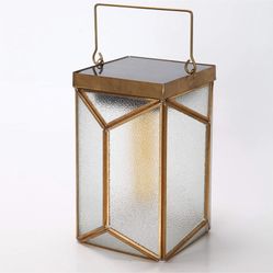 Patio Solar Lantern,10 Lumens LED Sun Powered Waterproof Outdoor Hanging Light,Metal Classic Decorative Lights,Polygon (White)