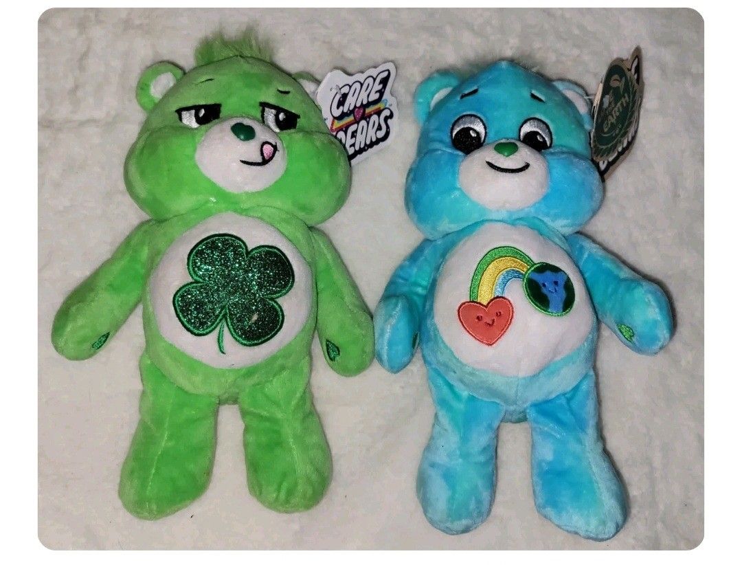 2 Care Bear Plushies 10" Tall 2022- I Care Bear And Good Luck Bear