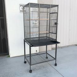 (New) $95 Large 53” Tall Bird Cage 24x17x53” with Rolling Stand and Plastic tray