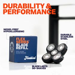 FlexSeries Blade Refills - Freebird - Sharp and Fresh Flexible Stainless Steel Rotarty Replacement Blades for The FlexSeries Electric Head Hair Shaver