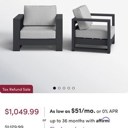 Outdoor Aluminum Armchair Set (Set of 2)