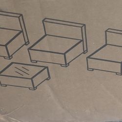 4 Piece Blue Sectional Seating Group With Table 