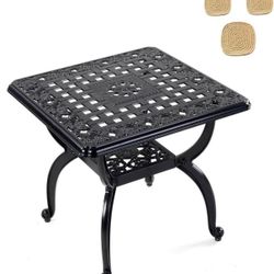 outdoor side table & 1 set of Handmade Square Woven Coasters for you’re drinks