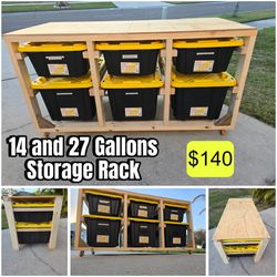 Storage Rack for Bins – Customizable for Different Dimensions! $15 per tote space (totes not included).