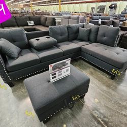 BRAND NEW 3PCS SECTIONAL SOFA SET WITH OTTOMAN AND ACCENT PILLOW INCLUDED $349
