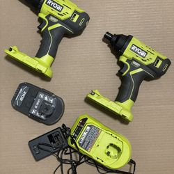 Ryobi One+ 1/2” Drill & 1/4” Impact Driver + Battery & Charger - New/Like new
