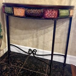 Entry Way Metal Console Table With Mirror & Sconces