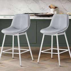 Bar Stools Set of 4. Counter Height Bar Stools with Back, Ergonomic Backrest, Synthetic Leather, Metal Legs, 24.8-Inch Tall Barstools for Kitchen Isla