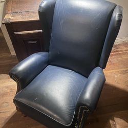 Blue Wingback Recliner
