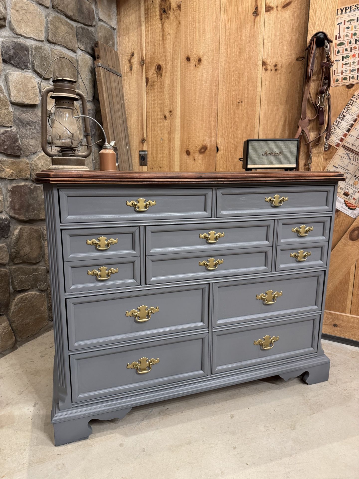 Designer-Style Basset Mule Chest – Modern Gray, Solid Wood- 1 of 1 peice