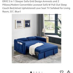 Sleeper Sofa Bed - 3-in-1 Pull-Out Couch (55”)