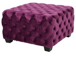 Tufted Velvet Ottoman by Christopher Knight Home - Fuchsia 