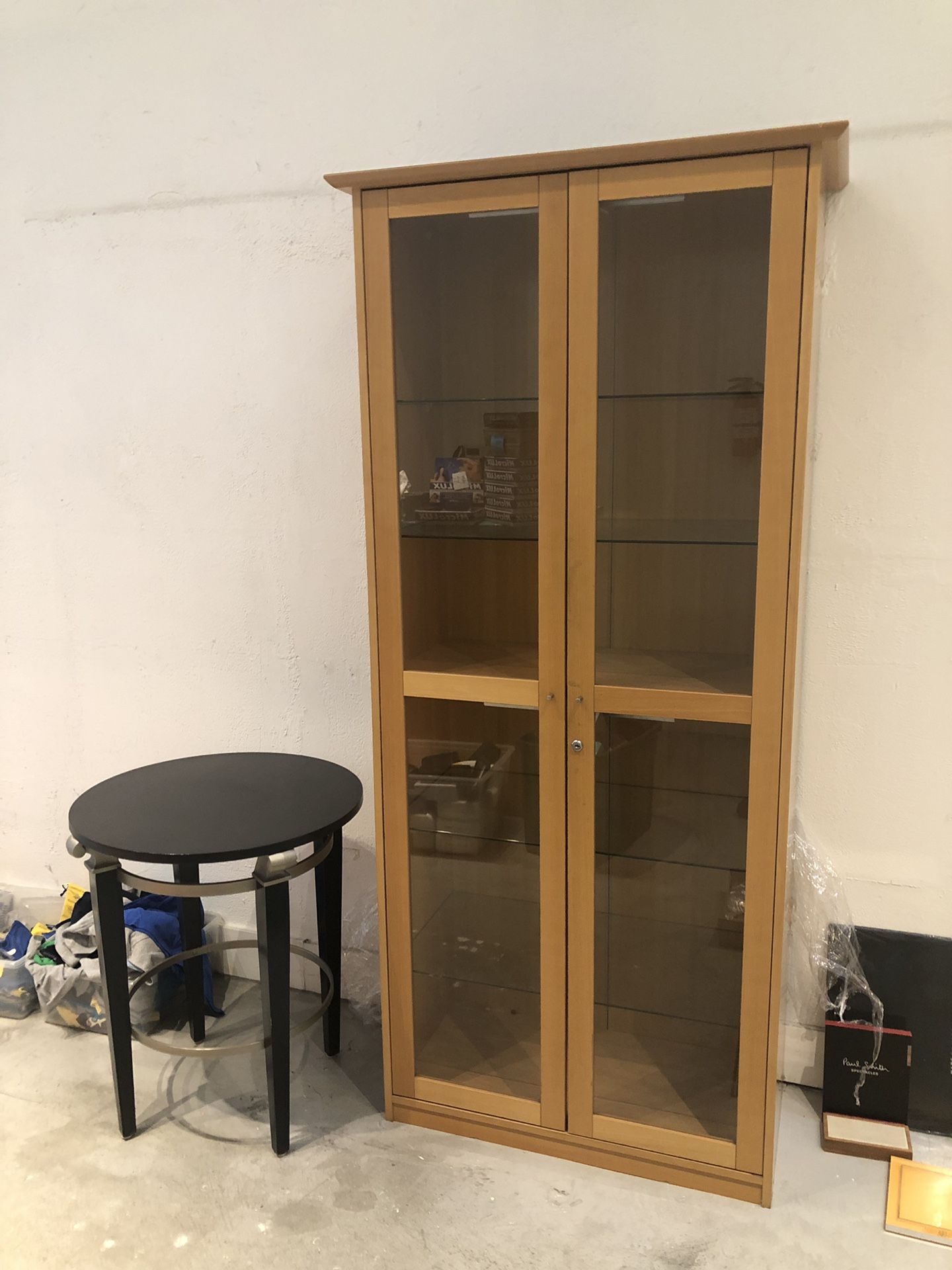 Wood glass cabinet