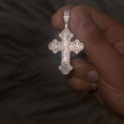 Moissanite Baguette Cross Pendant 