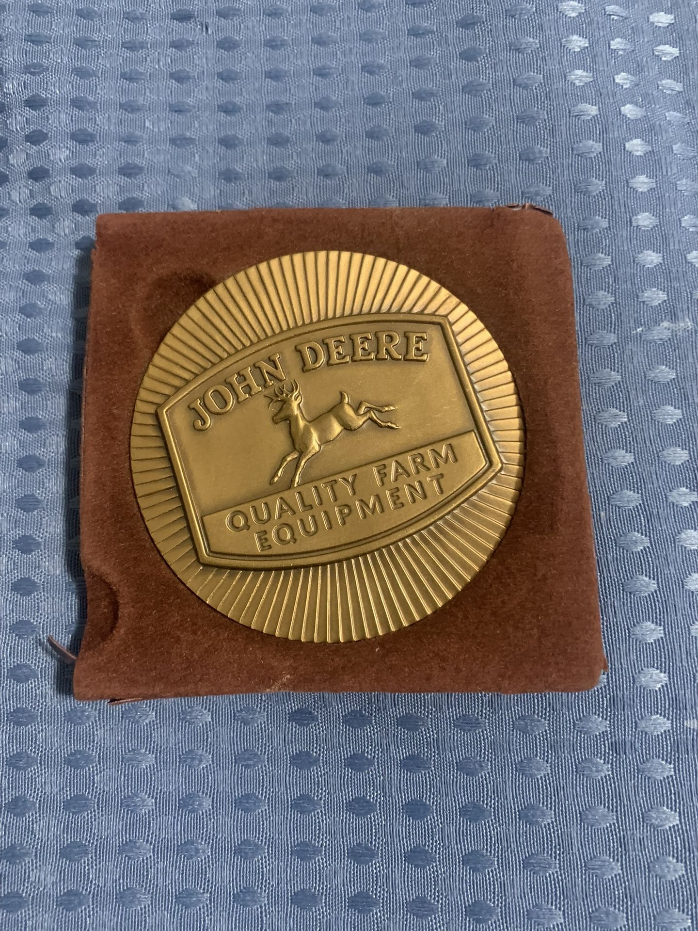 John Deere “Quality Farm Equipment” Medallion (w/ Pouch)