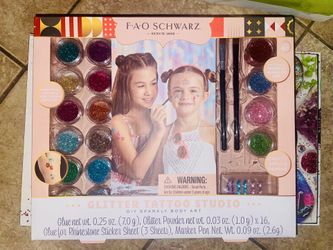 FAO Schwarz Glitter Tattoo Studio Kit DIY sparkly Body Art