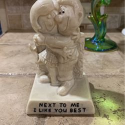 Vintage Russ Berrie & Co. Next To Me I Like You Best 1970 Resin Statue Unbreakable Figurine