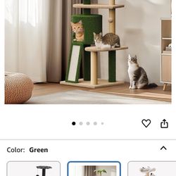 Cactus Cat Tree, Green Cat Tree, 57in Cat Tower for Indoor Cats, Cactus Tower Condo for Kittens and Adults with Scratching Post, Dangling Ball, Perch,