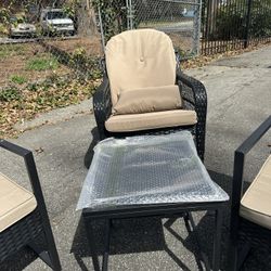 Black wicker Elegance set with 1 rocking chair