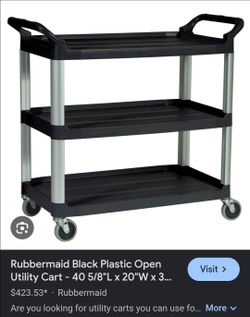 Rubbermaid Black Plastic 3-Shelf Utility Cart