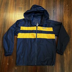 Vintage United States Navy Naval Academy Military Windbreaker Jacket Men’s XL