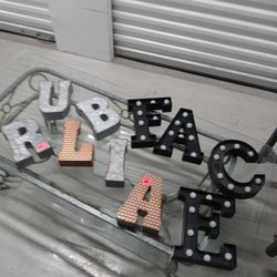 letters metal, plastic and wood