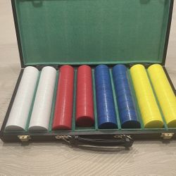 RARE Poker Chips - In A Heavy Duty Faux Black Leather CASE - DIAMOND CHIP DESIGN