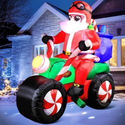 This Santa Claus Riding Motorcycle With Gift Bag Inflatables brings the joyful ambiance of Christmas. When you place this Christmas decoration in the 