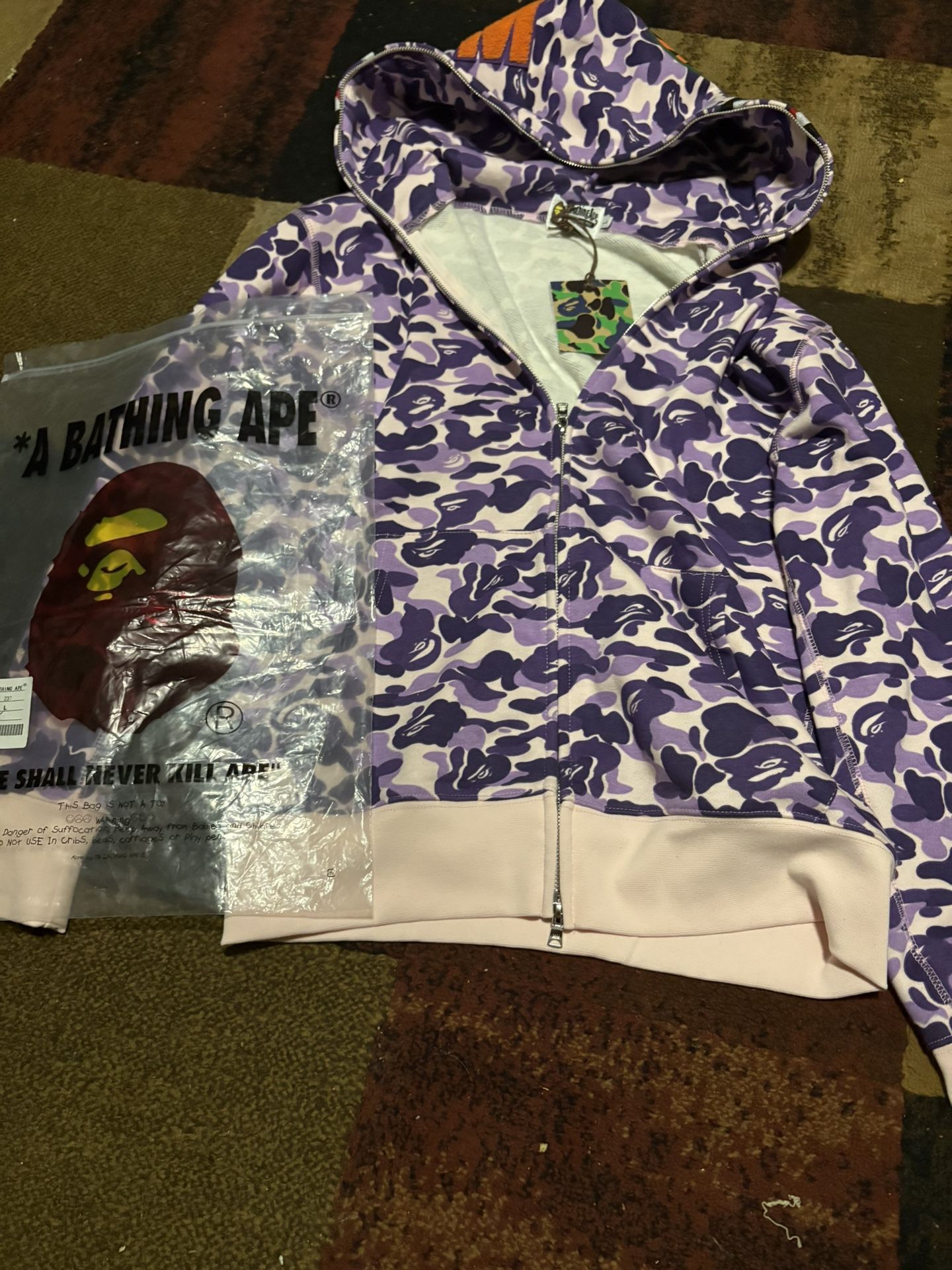 Purple BAPE camo hoodie