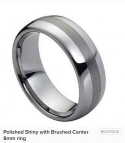 Polished shiny tungsten ring with brushed center