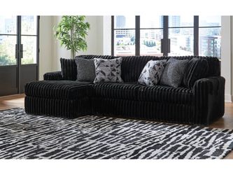 Midnight-Madness Onyx Corduroy 2-Piece LAF Chaise Sectional (Online Special Price)