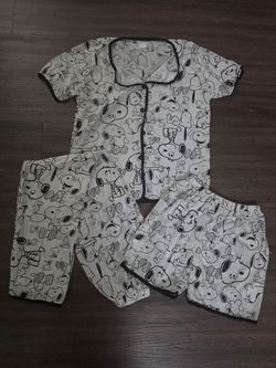 Snoopy Print Pajama Set 3-Piece