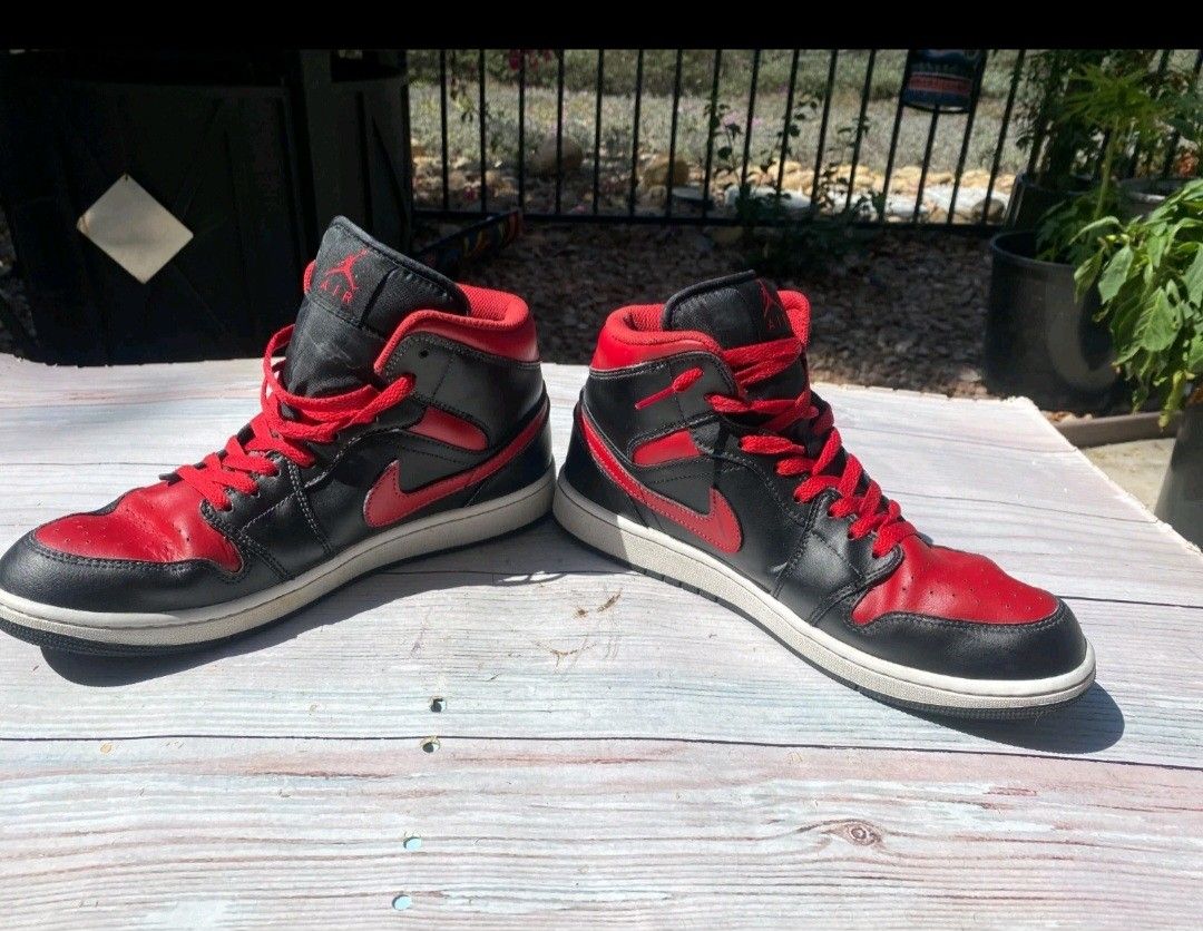 Nike Air Jordan 1 Mid Black, Red & White Men's size 11
