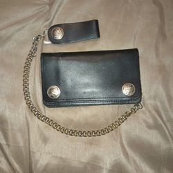 Men's Genuine Leather Wallet With Chain 