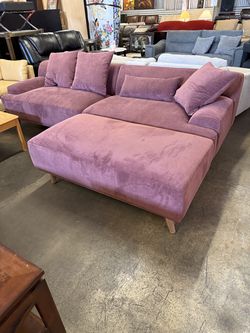 Corduroy Upholstered Extra Long Sofa Wine Red (Free Delivery)