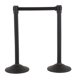 Stanchion with 6.5 Foot Retractable Belt Easy Connect Assembly (2-Pack), Black