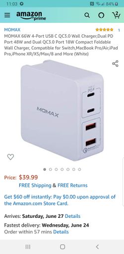 MOMAX 66W 4-Port USB C QC3.0 Wall Charger
