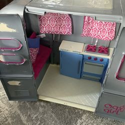 Our Generation Gray & Pink Camper RV Travel Trailer NO Accessories for 18" Doll
