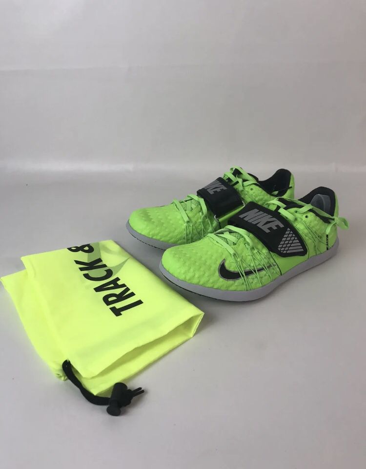 NIKE ZOOM TJ ELITE TRIPLE JUMP TRACK SPIKES SIZE 9 ELECTRIC GREEN 705394-302 Box without lid.