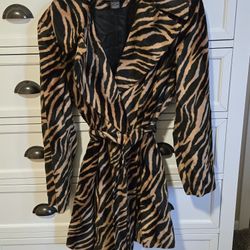 Vintage Tiger Striped Ladies Jacket/ Coat, Size 8 Hip Length