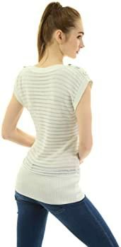 AmélieBoutik Women Boat Neck Semi-Sheer Sleeveless Tunic Knit Top