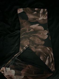 Floral Print Strapless Dress With Slit