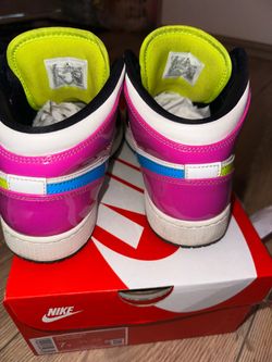 Air Jordan Mid1 Neon pink/green/ blue
