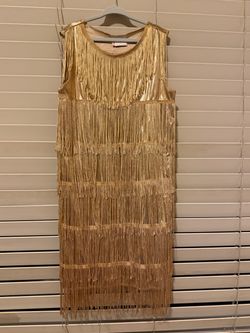 Costume Gold Fringe Flapper Dress Child Size 7-9 years Size 7-9 years