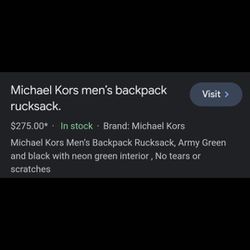Michael Kors Mens Backpack