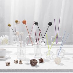 8 Pack Glass Flowers Bud Vases Clear